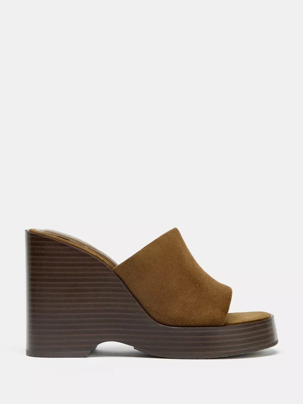 NWT Zara Brown Suede Platform Wedge Shoes